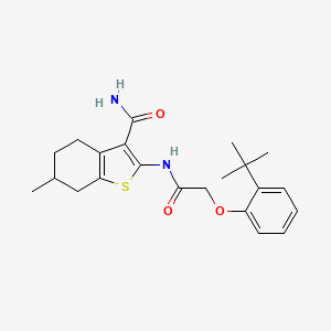 molecular formula C22H28N2O3S B2825711 2-(2-(2-(Tert-butyl)phenoxy)acetamido)-6-methyl-4,5,6,7-tetrahydrobenzo[b]thiophene-3-carboxamide CAS No. 302950-02-3