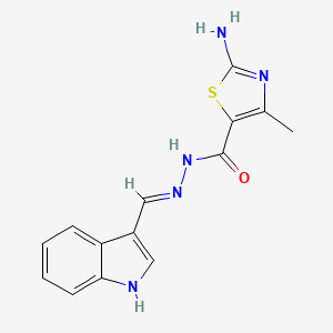 molecular formula C14H13N5OS B2825738 2-Amino-4-methyl-thiazole-5-carboxylic acid (1H-indol-3-ylmethylene)-hydrazide CAS No. 385373-24-0