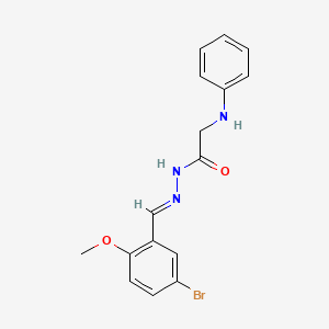 molecular formula C16H16BrN3O2 B2825770 2-苯胺基-N'-[(5-溴-2-甲氧基苯基)甲亚甲基]乙酰肼 CAS No. 270262-88-9
