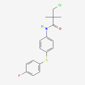 molecular formula C17H17ClFNOS B2825771 3-chloro-N-{4-[(4-fluorophenyl)sulfanyl]phenyl}-2,2-dimethylpropanamide CAS No. 339105-13-4