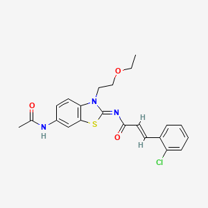 molecular formula C22H22ClN3O3S B2825774 (2E,NZ)-N-(6-乙酰氨基-3-(2-乙氧基乙基)苯并[d]噻唑-2(3H)-基)亚乙烯-3-(2-氯苯基)丙酰胺 CAS No. 1164520-23-3