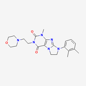 molecular formula C22H28N6O3 B2825780 8-(2,3-Dimethylphenyl)-1-methyl-3-(2-morpholin-4-ylethyl)-1,3,5-trihydroimidaz olidino[1,2-h]purine-2,4-dione CAS No. 915890-55-0