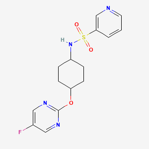 molecular formula C15H17FN4O3S B2825781 N-((1r,4r)-4-((5-fluoropyrimidin-2-yl)oxy)cyclohexyl)pyridine-3-sulfonamide CAS No. 2034319-30-5