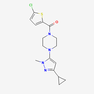 molecular formula C16H19ClN4OS B2825782 (5-chlorothiophen-2-yl)(4-(3-cyclopropyl-1-methyl-1H-pyrazol-5-yl)piperazin-1-yl)methanone CAS No. 2034582-57-3