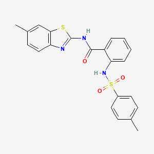 molecular formula C22H19N3O3S2 B2825784 N-(6-methyl-1,3-benzothiazol-2-yl)-2-[(4-methylphenyl)sulfonylamino]benzamide CAS No. 361469-48-9