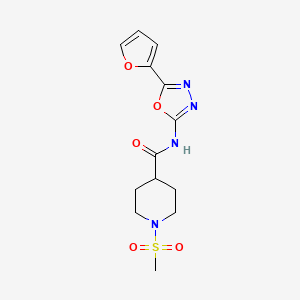 molecular formula C13H16N4O5S B2825791 N-(5-(呋喃-2-基)-1,3,4-噁二唑-2-基)-1-(甲磺酰基)哌啶-4-羧酰胺 CAS No. 1058462-81-9