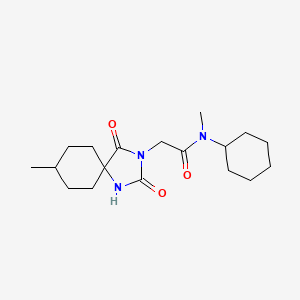 molecular formula C18H29N3O3 B2825792 N-环己基-N-甲基-2-(8-甲基-2,4-二氧杂-1,3-二氮杂螺[4.5]癸-3-基)乙酰胺 CAS No. 849055-29-4