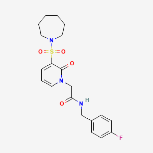 molecular formula C20H24FN3O4S B2825803 2-(3-(azepan-1-ylsulfonyl)-2-oxopyridin-1(2H)-yl)-N-(4-fluorobenzyl)acetamide CAS No. 1251621-68-7