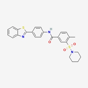 molecular formula C26H25N3O3S2 B2825808 N-[4-(1,3-benzothiazol-2-yl)phenyl]-4-methyl-3-(piperidin-1-ylsulfonyl)benzamide CAS No. 941244-99-1