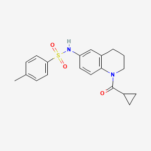 molecular formula C20H22N2O3S B2825809 N-[1-(cyclopropanecarbonyl)-3,4-dihydro-2H-quinolin-6-yl]-4-methylbenzenesulfonamide CAS No. 932293-86-2