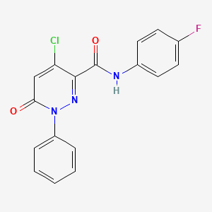 molecular formula C17H11ClFN3O2 B2825810 4-chloro-N-(4-fluorophenyl)-6-oxo-1-phenyl-1,6-dihydro-3-pyridazinecarboxamide CAS No. 339031-72-0