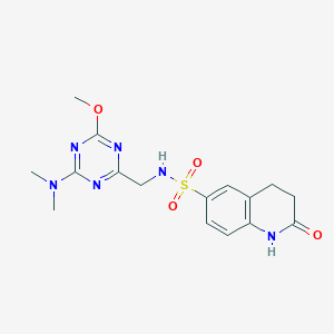 N-((4-(dimethylamino)-6-methoxy-1,3,5-triazin-2-yl)methyl)-2-oxo-1,2,3,4-tetrahydroquinoline-6-sulfonamide