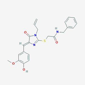molecular formula C23H23N3O4S B282582 2-{[1-allyl-4-(4-hydroxy-3-methoxybenzylidene)-5-oxo-4,5-dihydro-1H-imidazol-2-yl]sulfanyl}-N-benzylacetamide 