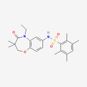 molecular formula C23H30N2O4S B2825826 N-(5-ethyl-3,3-dimethyl-4-oxo-2,3,4,5-tetrahydrobenzo[b][1,4]oxazepin-7-yl)-2,3,5,6-tetramethylbenzenesulfonamide CAS No. 922023-71-0