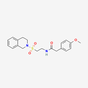 molecular formula C20H24N2O4S B2825830 N-(2-((3,4-dihydroisoquinolin-2(1H)-yl)sulfonyl)ethyl)-2-(4-methoxyphenyl)acetamide CAS No. 922087-64-7