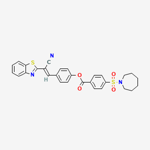 molecular formula C29H25N3O4S2 B2825832 (E)-4-(2-(benzo[d]thiazol-2-yl)-2-cyanovinyl)phenyl 4-(azepan-1-ylsulfonyl)benzoate CAS No. 391896-84-7
