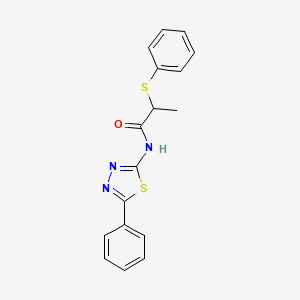 molecular formula C17H15N3OS2 B2825834 N-(5-phenyl-1,3,4-thiadiazol-2-yl)-2-(phenylthio)propanamide CAS No. 394233-98-8