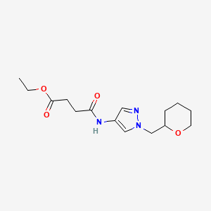 molecular formula C15H23N3O4 B2825835 ethyl 4-oxo-4-((1-((tetrahydro-2H-pyran-2-yl)methyl)-1H-pyrazol-4-yl)amino)butanoate CAS No. 2034619-19-5