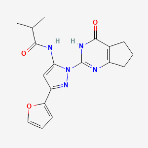 N-(3-(furan-2-yl)-1-(4-oxo-4,5,6,7-tetrahydro-3H-cyclopenta[d]pyrimidin-2-yl)-1H-pyrazol-5-yl)isobutyramide