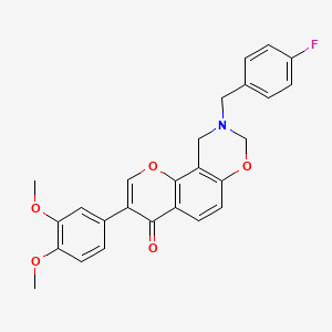 B2825849 3-(3,4-dimethoxyphenyl)-9-(4-fluorobenzyl)-9,10-dihydrochromeno[8,7-e][1,3]oxazin-4(8H)-one CAS No. 929440-60-8