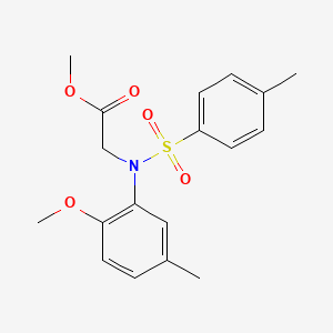 molecular formula C18H21NO5S B2825853 甲酸甲酯 N-(2-甲氧基-5-甲基苯基)-N-[(4-甲基苯基)磺酰]甘氨酸酯 CAS No. 491844-30-5