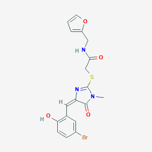 2-{[4-(5-bromo-2-hydroxybenzylidene)-1-methyl-5-oxo-4,5-dihydro-1H-imidazol-2-yl]sulfanyl}-N-(2-furylmethyl)acetamide