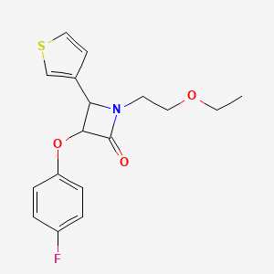 molecular formula C17H18FNO3S B2825870 1-(2-Ethoxyethyl)-3-(4-fluorophenoxy)-4-(thiophen-3-yl)azetidin-2-one CAS No. 1240932-14-2