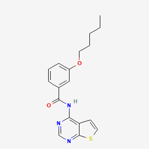 molecular formula C18H19N3O2S B2825881 3-(戊氧基)-N-{噻吩[2,3-D]嘧啶-4-基}苯甲酰胺 CAS No. 1004053-46-6