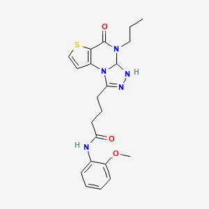 molecular formula C21H23N5O3S B2825882 N-(2-methoxyphenyl)-4-{7-oxo-8-propyl-5-thia-1,8,10,11-tetraazatricyclo[7.3.0.0^{2,6}]dodeca-2(6),3,9,11-tetraen-12-yl}butanamide CAS No. 892777-32-1