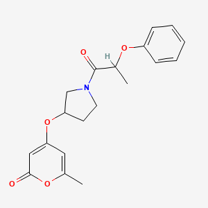 molecular formula C19H21NO5 B2825885 6-methyl-4-((1-(2-phenoxypropanoyl)pyrrolidin-3-yl)oxy)-2H-pyran-2-one CAS No. 1795301-30-2