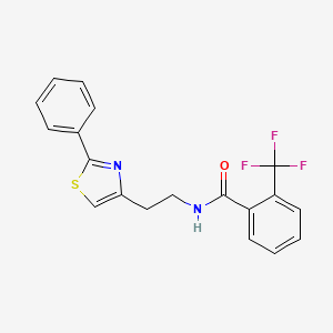 molecular formula C19H15F3N2OS B2825894 N-[2-(2-phenyl-1,3-thiazol-4-yl)ethyl]-2-(trifluoromethyl)benzamide CAS No. 863512-84-9