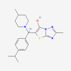 molecular formula C21H28N4OS B2825895 5-((4-Isopropylphenyl)(4-methylpiperidin-1-yl)methyl)-2-methylthiazolo[3,2-b][1,2,4]triazol-6-ol CAS No. 851810-00-9