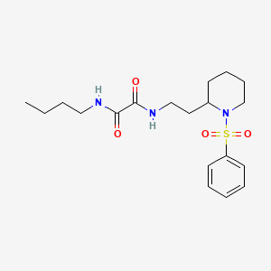 molecular formula C19H29N3O4S B2825898 N1-丁基-N2-(2-(1-(苯基磺酰基)哌嗪-2-基)乙基)草酰胺 CAS No. 898414-89-6