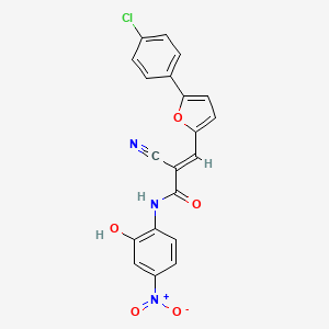 molecular formula C20H12ClN3O5 B2825901 (E)-3-[5-(4-chlorophenyl)furan-2-yl]-2-cyano-N-(2-hydroxy-4-nitrophenyl)prop-2-enamide CAS No. 444176-39-0
