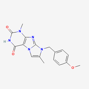 molecular formula C17H17N5O3 B2825902 4-hydroxy-8-(4-methoxybenzyl)-1,7-dimethyl-1H-imidazo[2,1-f]purin-2(8H)-one CAS No. 879463-92-0