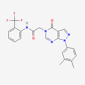 molecular formula C22H18F3N5O2 B2825914 2-(1-(3,4-二甲基苯基)-4-氧代-1H-吡咯[3,4-d]嘧啶-5(4H)-基)-N-(2-(三氟甲基)苯基)乙酰胺 CAS No. 852451-51-5