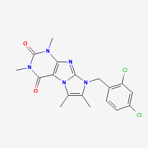 molecular formula C18H17Cl2N5O2 B2825917 6-[(2,4-二氯苯基)甲基]-2,4,7,8-四甲基嘌呤并[7,8-a]咪唑-1,3-二酮 CAS No. 878735-71-8