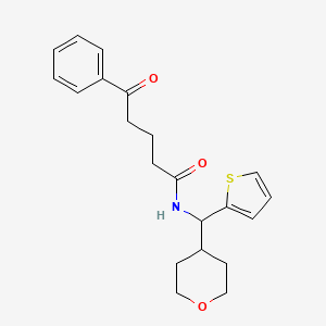 molecular formula C21H25NO3S B2825951 N-[(oxan-4-yl)(thiophen-2-yl)methyl]-5-oxo-5-phenylpentanamide CAS No. 2097888-07-6