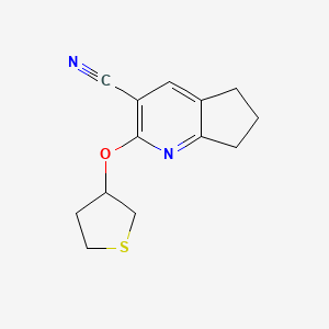 molecular formula C13H14N2OS B2825952 2-(噻吩-3-基氧)-5H,6H,7H-环戊二氮[3,4-b]吡啶-3-碳腈 CAS No. 2199131-75-2