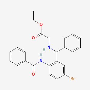 molecular formula C24H23BrN2O3 B2825954 {[(2-Benzoylamino-5-bromo-phenyl)-phenyl-methyl]-amino}-acetic acid ethyl ester CAS No. 312758-77-3
