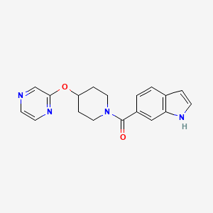 molecular formula C18H18N4O2 B2825959 (1H-indol-6-yl)(4-(pyrazin-2-yloxy)piperidin-1-yl)methanone CAS No. 1448069-58-6