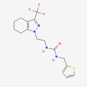 molecular formula C16H19F3N4OS B2825961 1-(thiophen-2-ylmethyl)-3-(2-(3-(trifluoromethyl)-4,5,6,7-tetrahydro-1H-indazol-1-yl)ethyl)urea CAS No. 1797816-42-2
