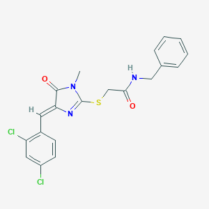 molecular formula C20H17Cl2N3O2S B282597 N-benzyl-2-{[4-(2,4-dichlorobenzylidene)-1-methyl-5-oxo-4,5-dihydro-1H-imidazol-2-yl]sulfanyl}acetamide 
