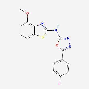 molecular formula C16H11FN4O2S B2825972 5-(4-fluorophenyl)-N-(4-methoxy-1,3-benzothiazol-2-yl)-1,3,4-oxadiazol-2-amine CAS No. 862974-22-9