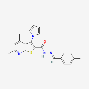 4,6-dimethyl-N'-[(1E)-(4-methylphenyl)methylidene]-3-(1H-pyrrol-1-yl)thieno[2,3-b]pyridine-2-carbohydrazide