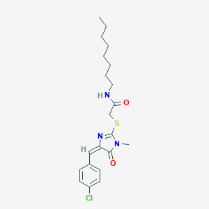 molecular formula C21H28ClN3O2S B282598 2-{[4-(4-chlorobenzylidene)-1-methyl-5-oxo-4,5-dihydro-1H-imidazol-2-yl]sulfanyl}-N-octylacetamide 