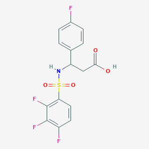molecular formula C15H11F4NO4S B2825986 3-(4-Fluorophenyl)-3-(2,3,4-trifluorobenzenesulfonamido)propanoic acid CAS No. 794573-86-7