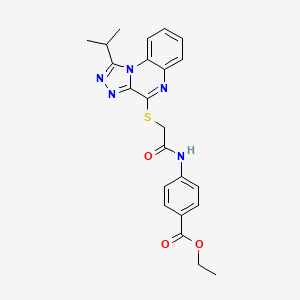 molecular formula C23H23N5O3S B2825988 Ethyl 4-({[(1-isopropyl[1,2,4]triazolo[4,3-a]quinoxalin-4-yl)thio]acetyl}amino)benzoate CAS No. 1357828-58-0