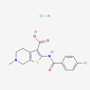 2-[(4-Chlorobenzoyl)amino]-6-methyl-5,7-dihydro-4H-thieno[2,3-c]pyridine-3-carboxylic acid;hydrochloride