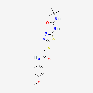 molecular formula C16H21N5O3S2 B2826005 2-[[5-(tert-butylcarbamoylamino)-1,3,4-thiadiazol-2-yl]sulfanyl]-N-(4-methoxyphenyl)acetamide CAS No. 886939-93-1